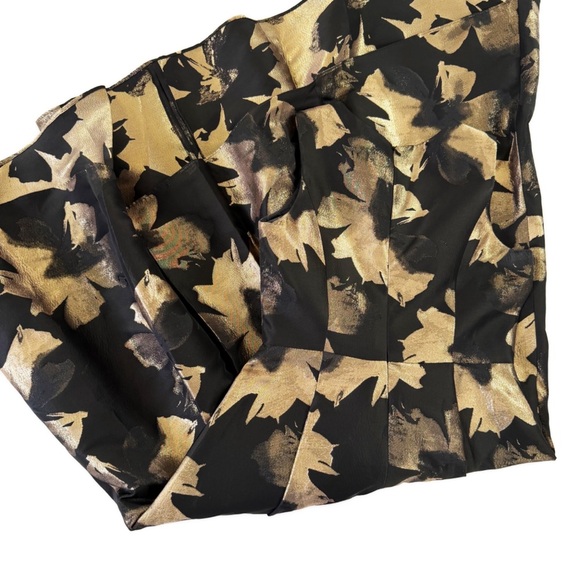 Shoshanna Midnight Dress Womens 4 Black Gold Jacquard Floral High Neck Gown - Picture 6 of 10